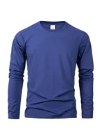 Printemps automne hommes T-shirts à manches longues décontracté hauts couleur unie haute qualité noir T-Shirt classique hommes vêtements 3
