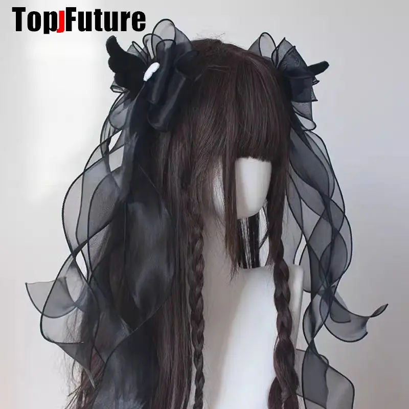 Angel wing Big Bow Hair Clip Y2K girl Harajuku Gothic Original Subculture  Accessories Hair clips pins Hairpin Barrettes