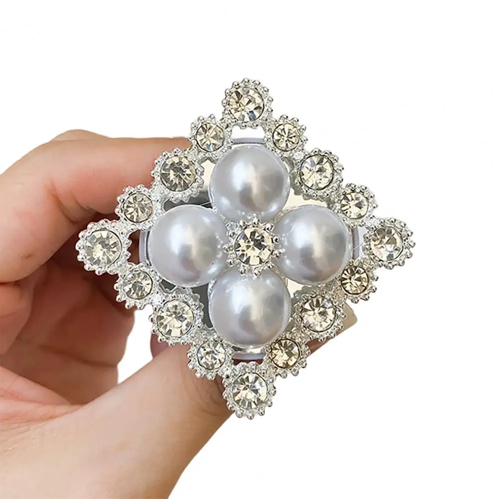 Exquisite Mobile Phone Holder  Anti-slip Portable Mobile Phone Bracket  Rhinestone Faux Pearl Smart Phone Support Grip Tok