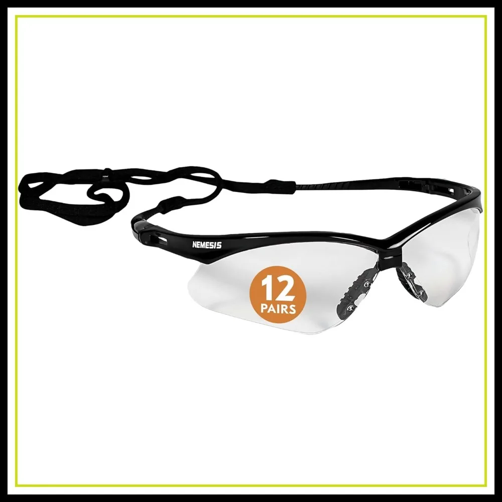 

Anti-Fog Safety Glasses, Clear Lenses, Black Frame, Unisex for Men and Women, 12 Pack