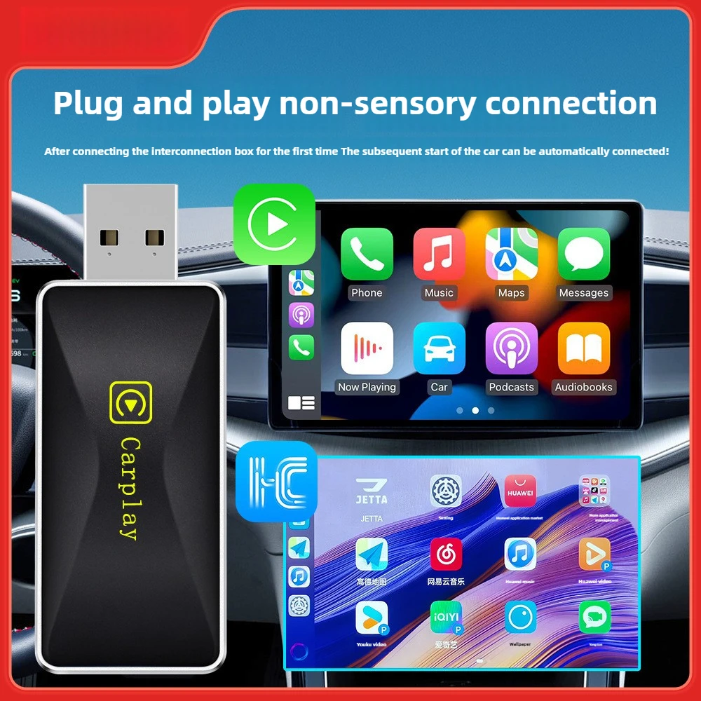 

USB Wireless CarPlay Adapter Car Mini Box for Apple Carplay Car OEM Wired CarPlay To Wireless Dongle hicar plug and play