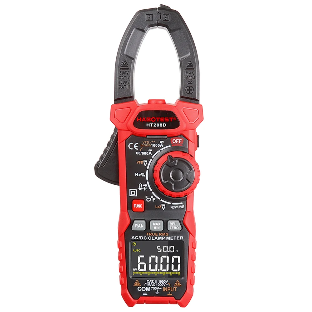 

HT208D Clamp Meter Digital Multimeter Professional Current Voltage Diode Resistance Continuity Test Meter