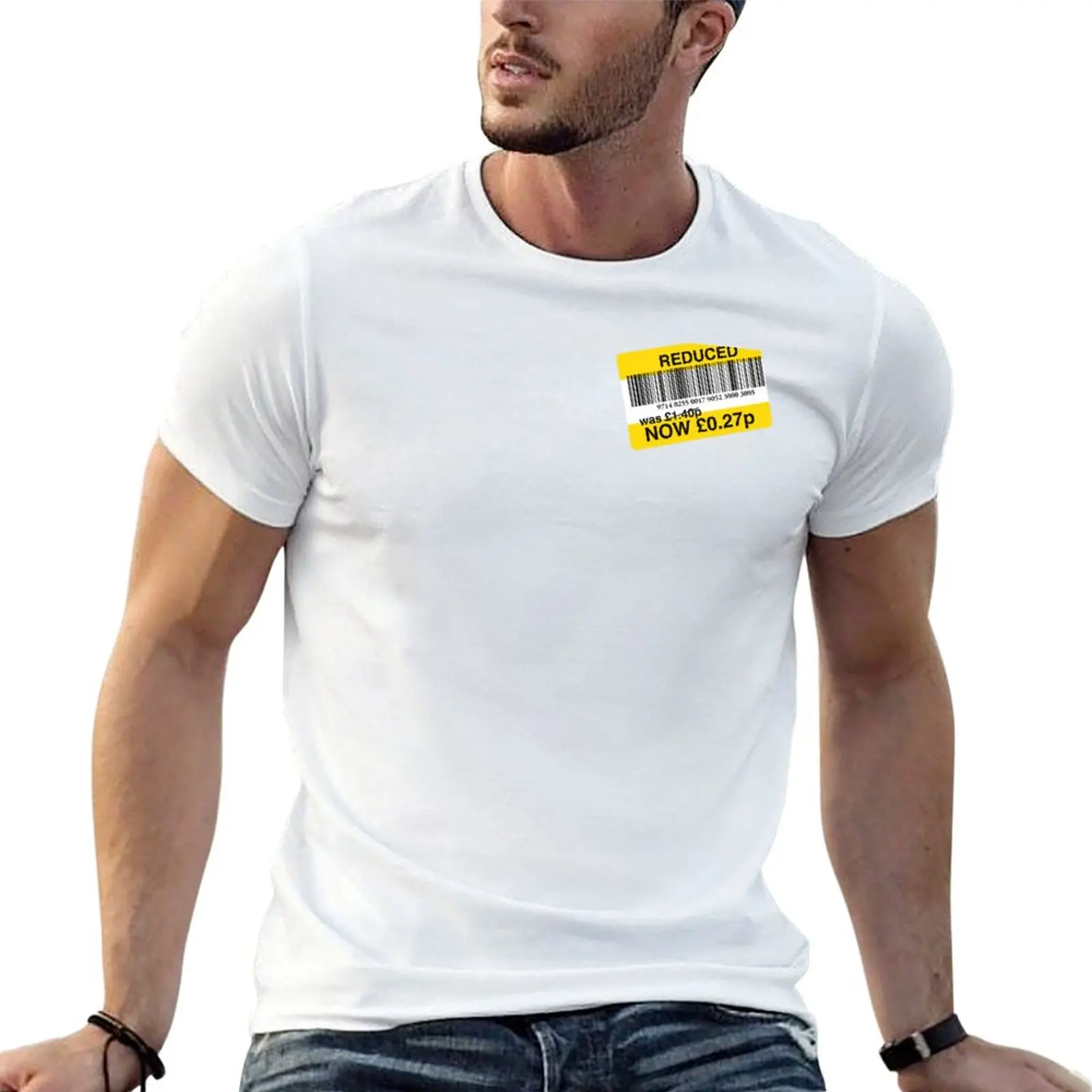 Tesco Reduced Yellow Sticker - Grab a bargain T-Shirt Casual Simple Design Short Sleeve Shirt
