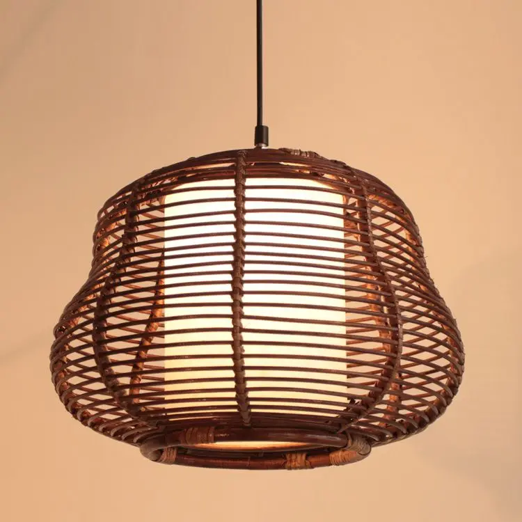 Natural Rattan Handwoven Pendant Light - Eco-friendly LED Decorative Lighting for Patio, Hallway, Restaurant