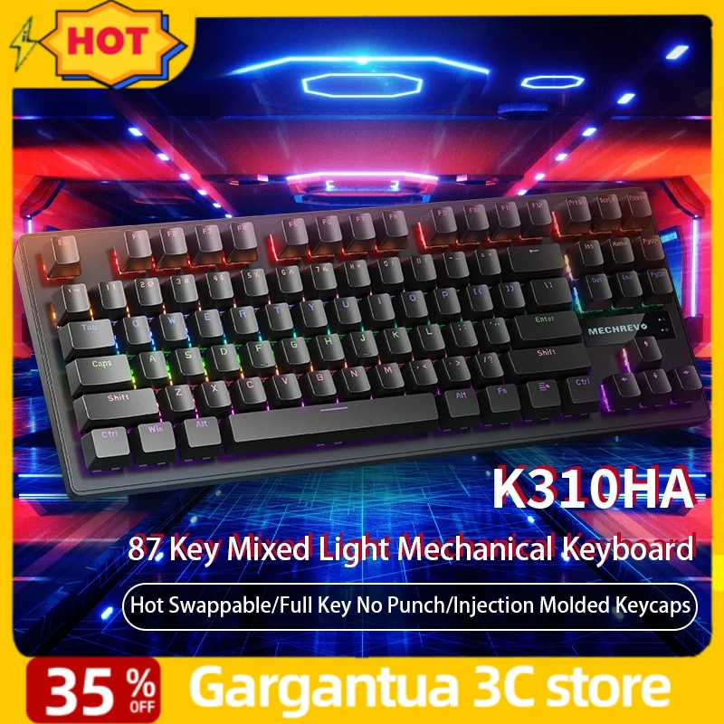 

MECHREVO K310 Gaming Keyboard 87 Keys Hotswap Full-Key Rollover Wired Esports Gamer Mechanical Keyboard For Laptop Tablet Pc
