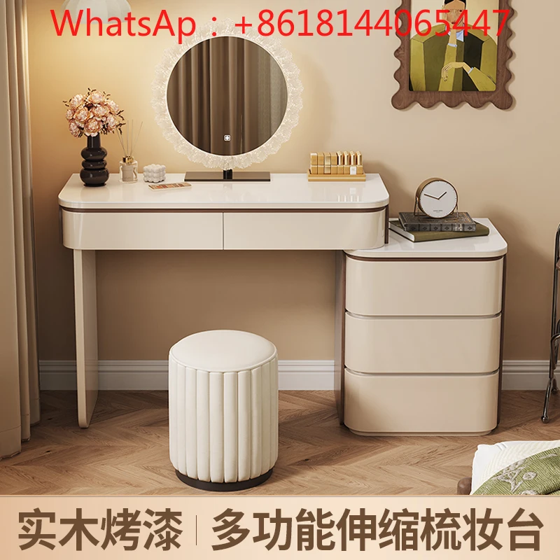 Solid wood bedroom dresser mirror modern simple cream style makeup table bedside dresser chest cabinet integrated household