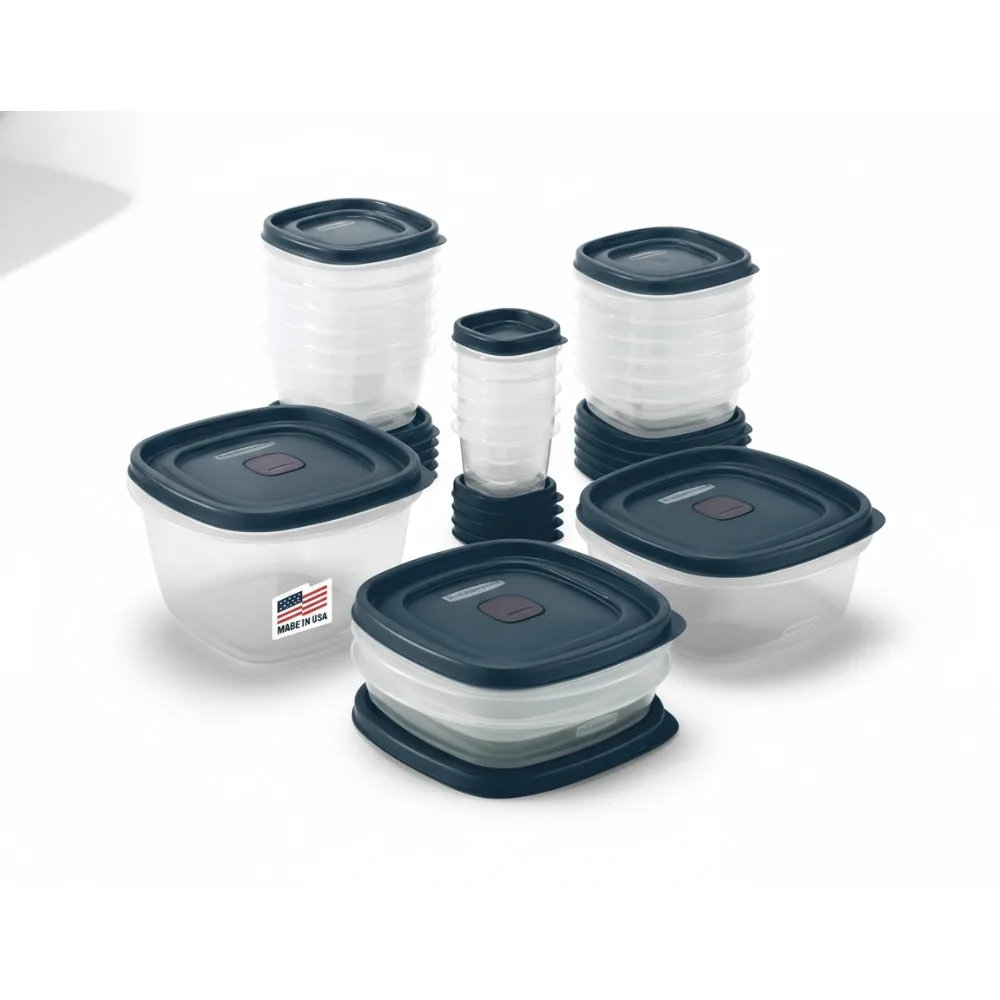 

42-Piece Food Storage Containers Set, Stackable & Dishwasher Safe, Blue Kitchen Organizers for Meal Prep