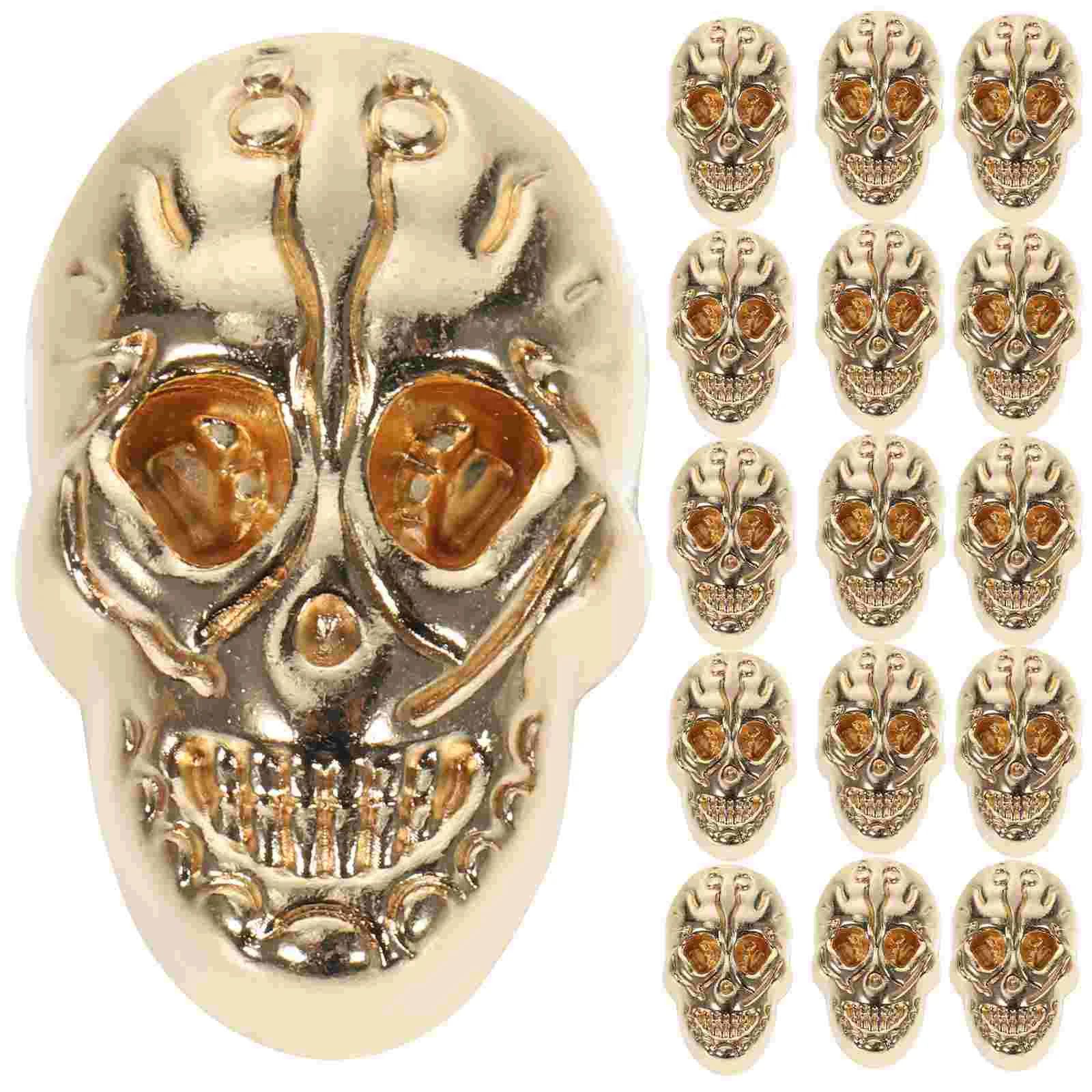 20 Pcs Halloween Punk Skull Rivets Buttons DIY Kit Ghost Head Studs Craft Golden Spikes for Clothing