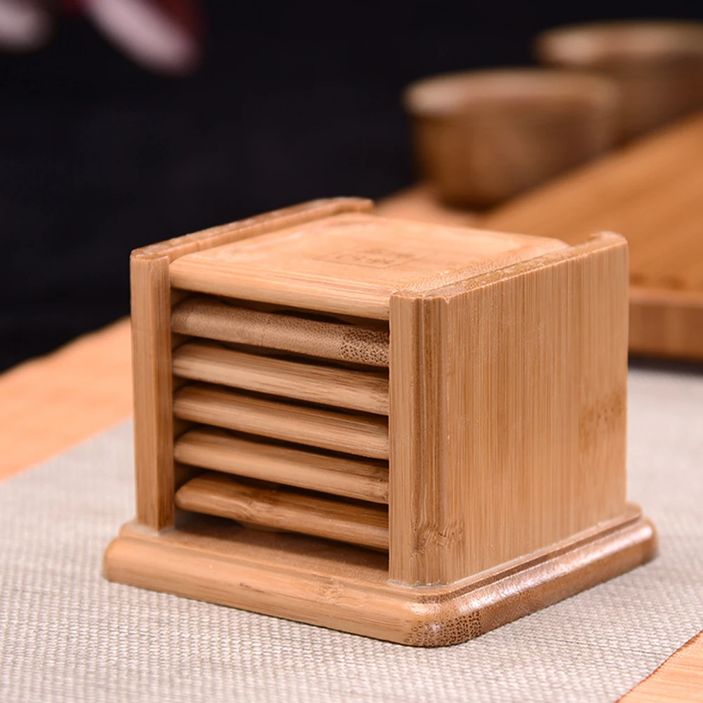 

1 set Bamboo Coasters Heat Resistant Cup Mats Office Coffee Table Pads Home Teacup Insulated Dishware Mat Gift Wedding