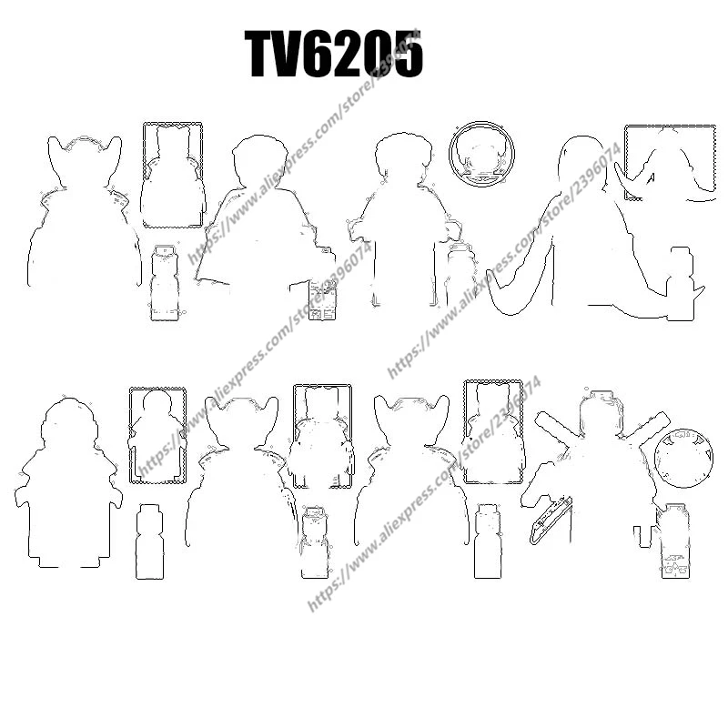 액션 피규어 빌딩 블록 장난감 시리즈, TV6205, TV1033, TV1034, TV1035, TV1036, TV1037, TV1038, TV1039, TV1040, 1 개