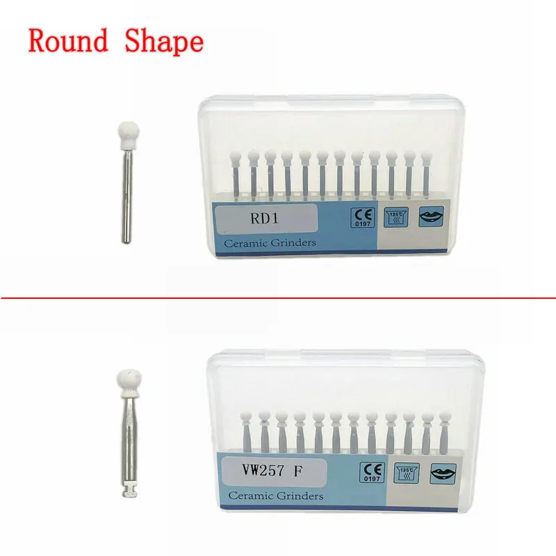 12Pcs/BOX Dental White Stone Polishing Burs for High Speed Handpiece or Low Speed Contra Angle Handpiece