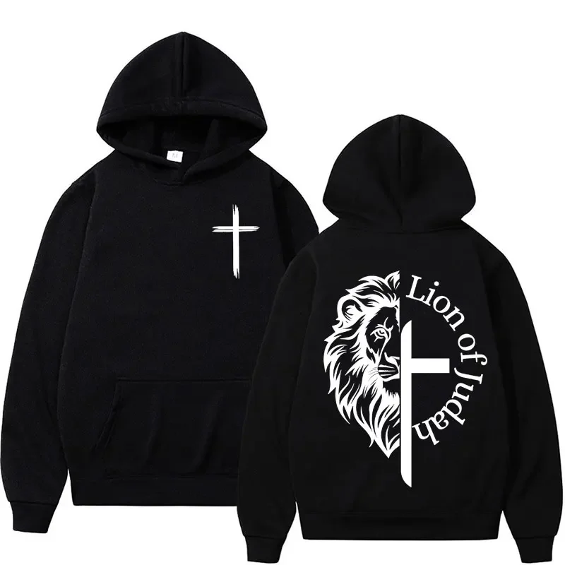 Lion of Judah Aesthetic Christian Religious Hoodie Men Harajuku Y2k Streetwear Sweatshirt Jesus Unisex Oversized Hoody Pullovers