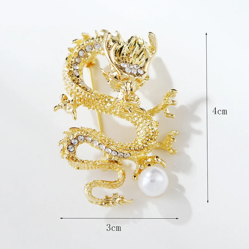 1 PCS dragon rhinestone boutonnier brooch women high-end temperament chest flower pin trend accessories luxury clothes accessory