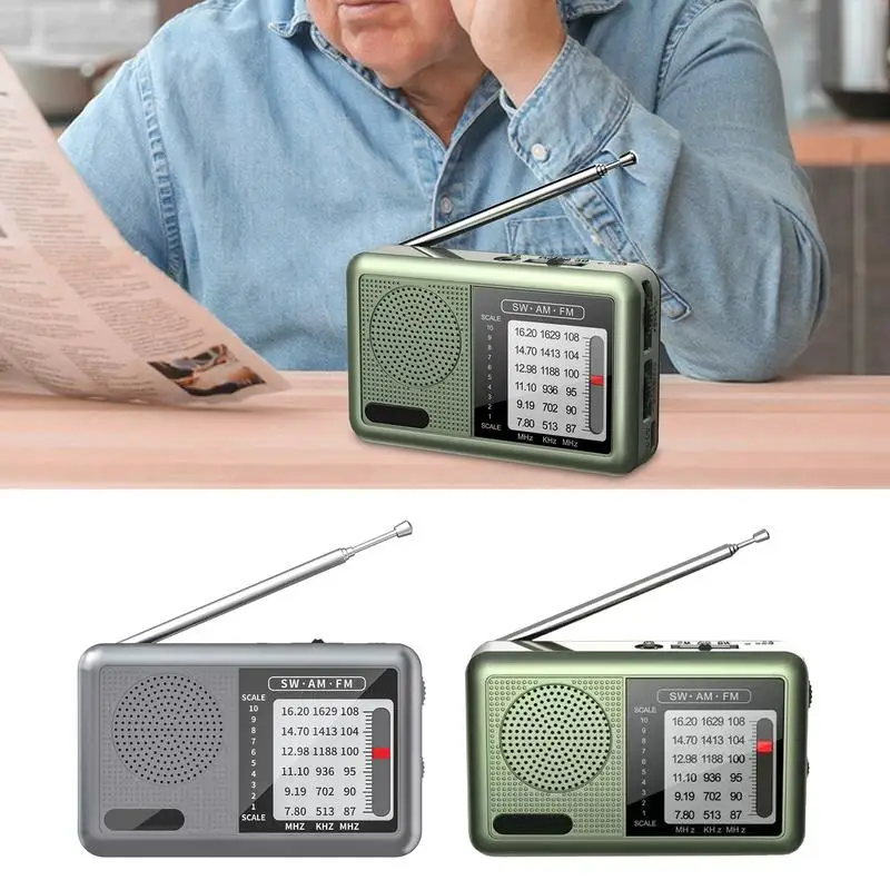 راديو FM AM SW محمول عالي الحساسية جهاز استقبال الراديو المدمج في مكبر صوت عالي الصوت يدعم سماعات الرأس 3.5 ملم