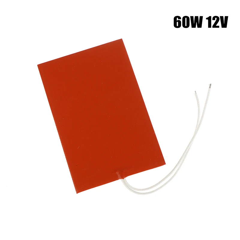 

60W 12V Silicone Heating Pad For 3D Printer Square Rubber Heat Mat Flexible Waterproof Heated Bed Plate