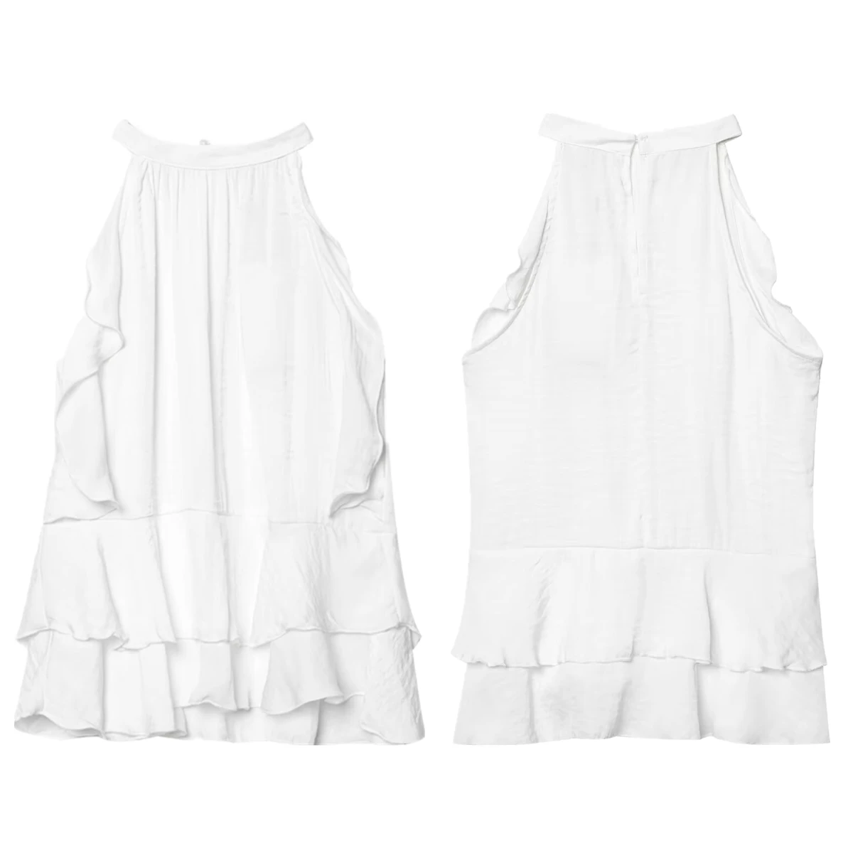 

Maxdutti Summer Blouse Women Minimalist White Layered Tank Shirt Women French Fashion Ladies Elegant Sleeveless Shirt