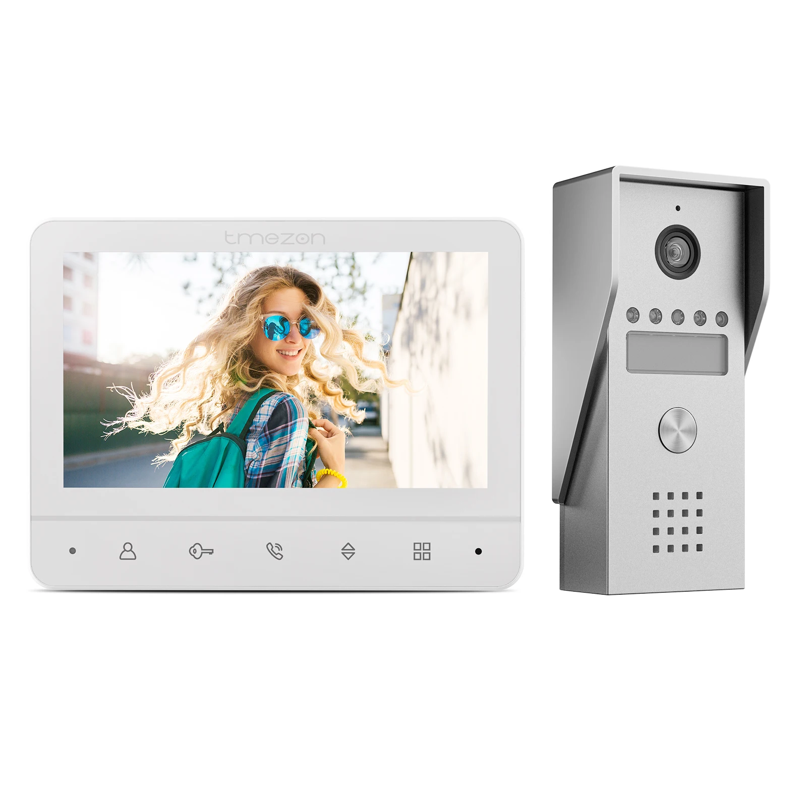 TMEZON Video Doorphone 4-Wire,Intercom with Doorbell, Doorphone with Camera,7\