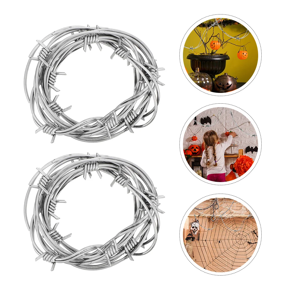 4 Pcs Simulation Wire Chain Fake Halloween Barbed Wires Ornament Garland Prop Props Artificial