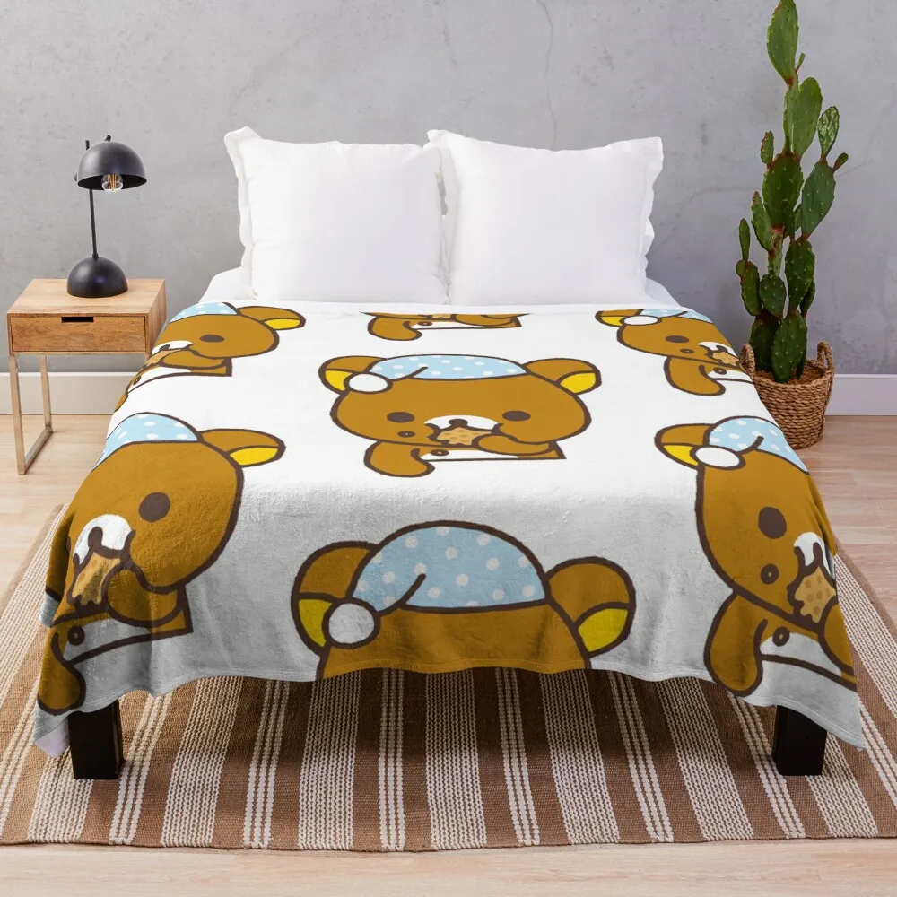 

Kawaii Cute Bear Rilakkuma Throw Blanket Fluffy Shaggy Blanket Comfort Recieving Blankets