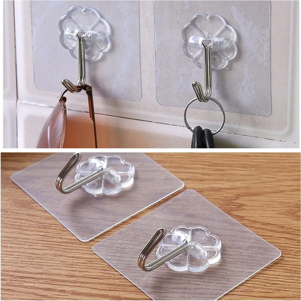 50Pcs Adhesive Hooks Stainless Steel Pc Wall Hooks for Bathroom Kitchen Bedroom Garage Utility Towel Ceiling