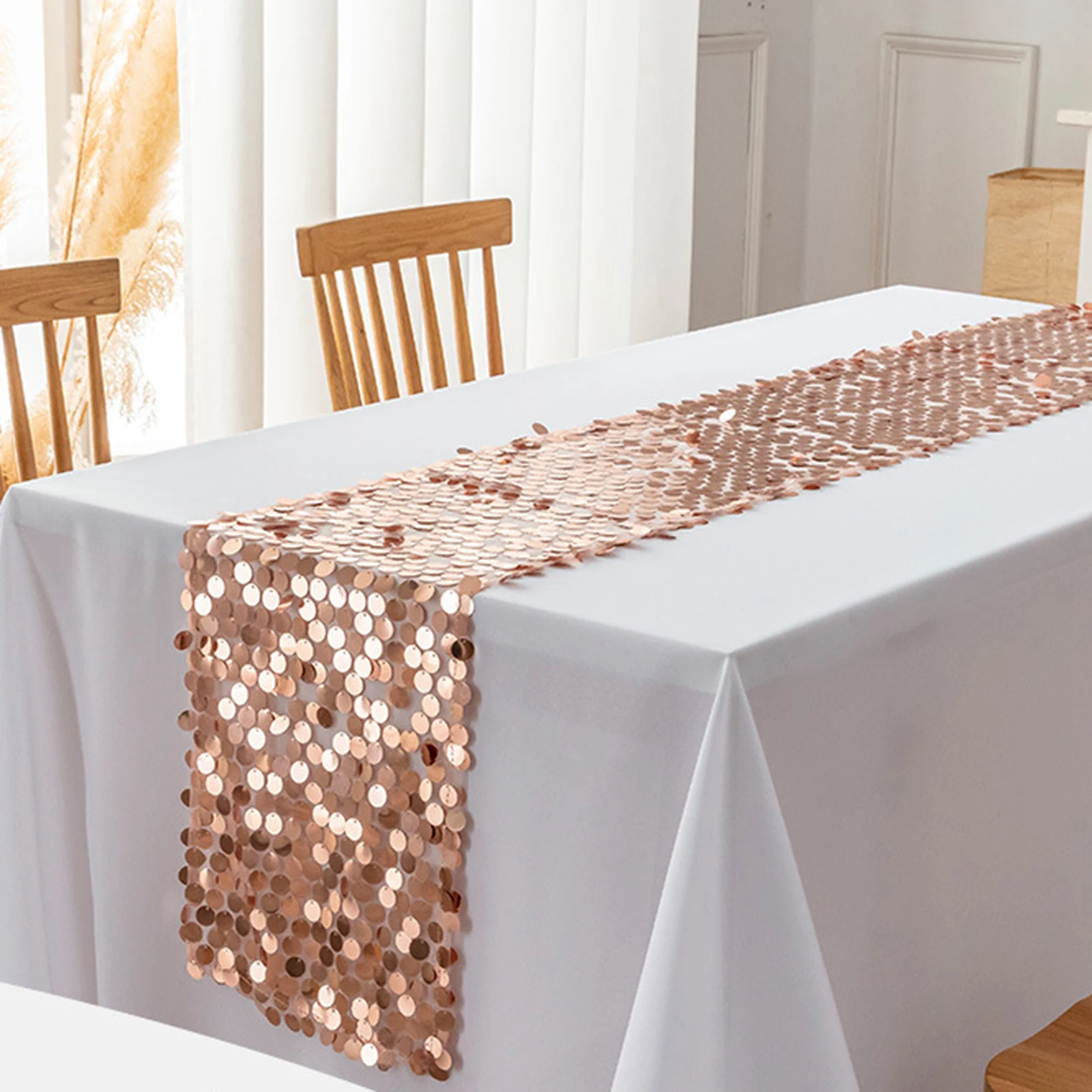 2025 New Glitter Sequins Table Runner Sparkle Kitchen Dining Table Runner for Holiday Farmhouse Home Party Decor Table Runner