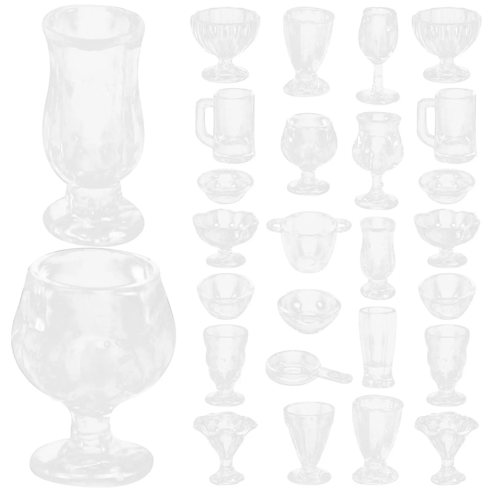 

Набор миниатюрной посуды: мини-стаканчики для десертов для декора миниатюрной кухни, элегантные атмосферные пластиковые модели стаканов для дома и офиса