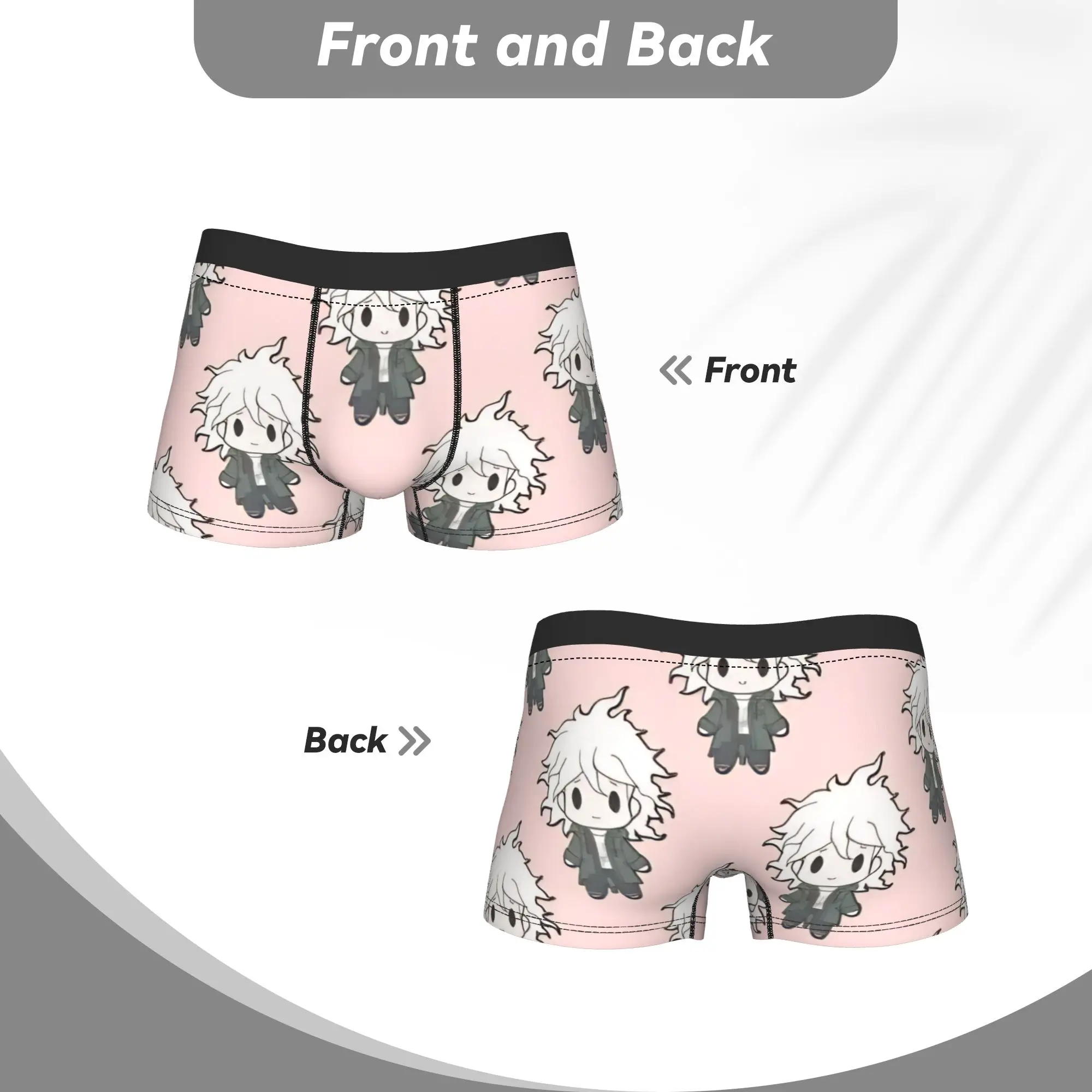 

Nagito Komaeda Underwear Male Underpants Design Comfortable Boxer Shorts High Quality Boxer Brief Big Size 2XL