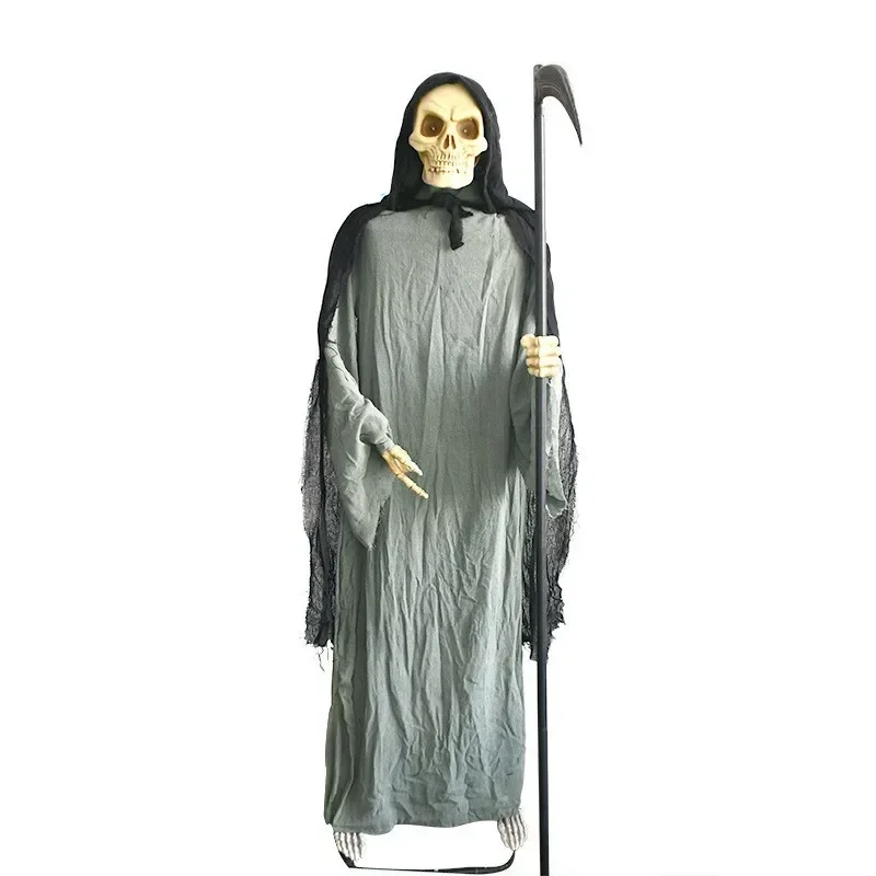 

Halloween Standing Sickle Reaper Large Ornament Standing Ghost Scene Arrangement Props Glow Sound