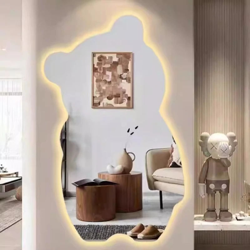 Cute Korean Style Mirror Aesthetic Full Body Self Adhesive Asymmetrical Mirror Irregular Funky Spiegel Wand Home Decorations