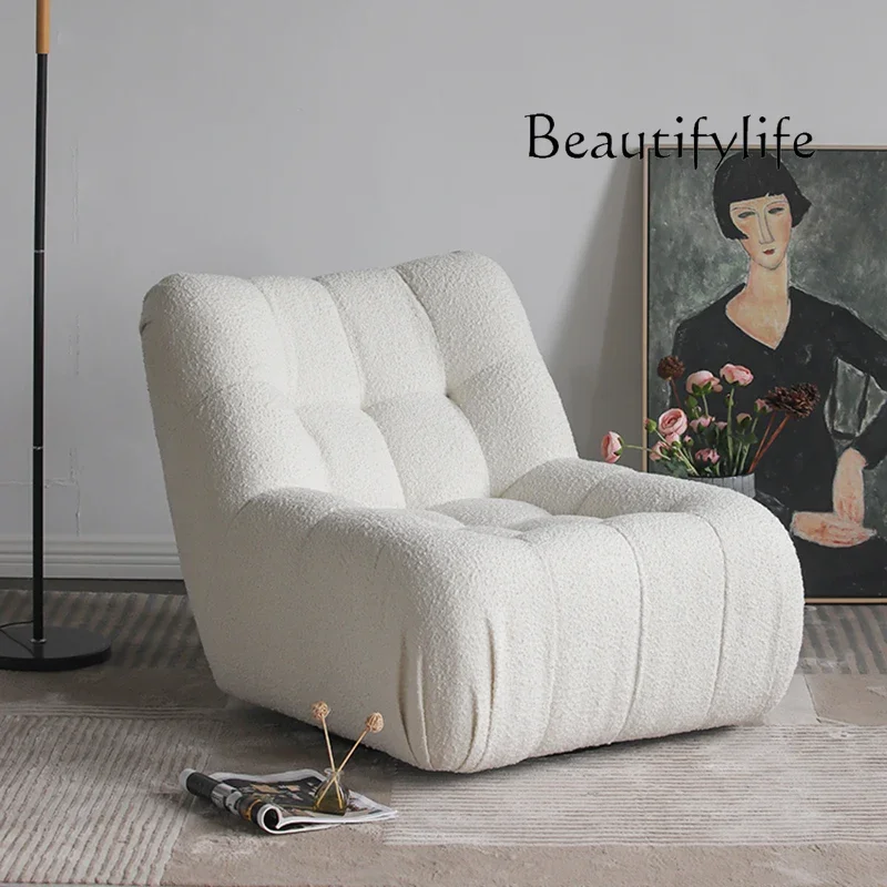 Nordic Italian minimalist single sofa French retro recliner casual rotating designer