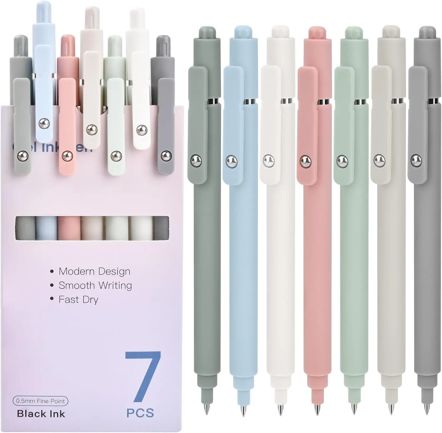 

7 Pack 0.5mm Gel Pens, Quick Dry Black Ink Fine Point Smooth Writing Pens for Office School Supplies