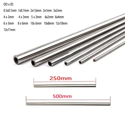 1-10pcs 250mm/500mm 304 Seamless Stainlessy Steel Capillary Tube OD 1-12mm ID0.1-11mm