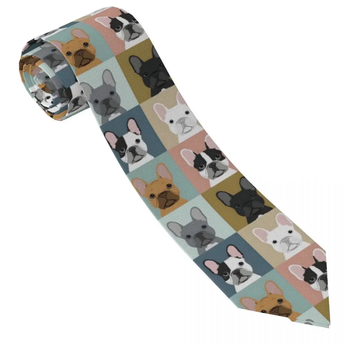 Corbata de Bulldog Francés para hombre, corbata de seda para perro mascota