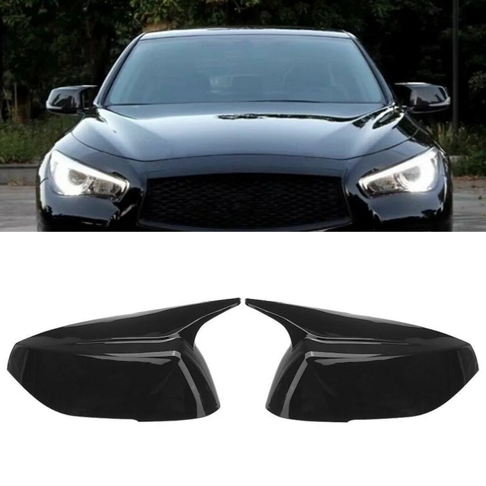 

2X Gloss Black M Style Side Mirror Cover Caps For Infiniti Q50 Q50S Q60 M Style