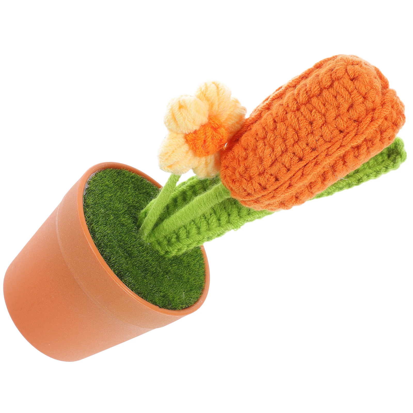 

Yarn Ornaments Crochet Small Potted Flower Manual Decor Flowers Handmade Bonsai
