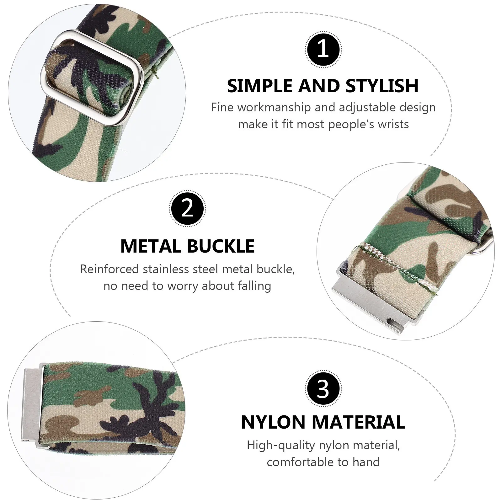 Smart Watch Wrist Band Elastic Braided Strap Lightweight Strong Environmental Material Adjustable Fit for Galaxy Watch 3 Active