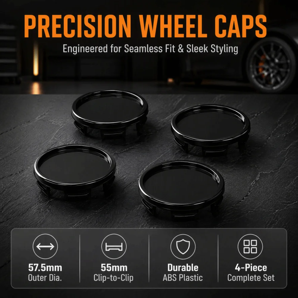 4PCS Handy ABS Wheel Center Caps Black Durable Hub Cap Cover Tyre Car Wheel Center Caps Cover Car Wheel Appearance Upgrade