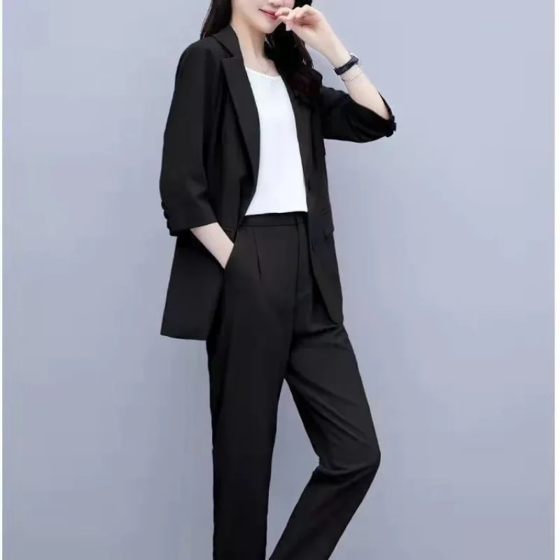 Professional Formal Business Two Pieces Sets Pants for Woman Pink Baggy Women\'s 2 Pant Set Blazer and Wear To Work Outfits Xxl D