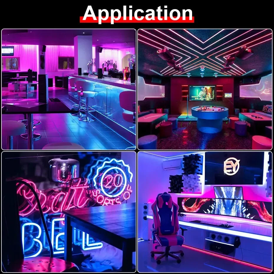 Strisce LED al neon RGB Bluetooth Luci di corda flessibili natalizie impermeabili APP USB/telecomando per decorazioni per sala giochi