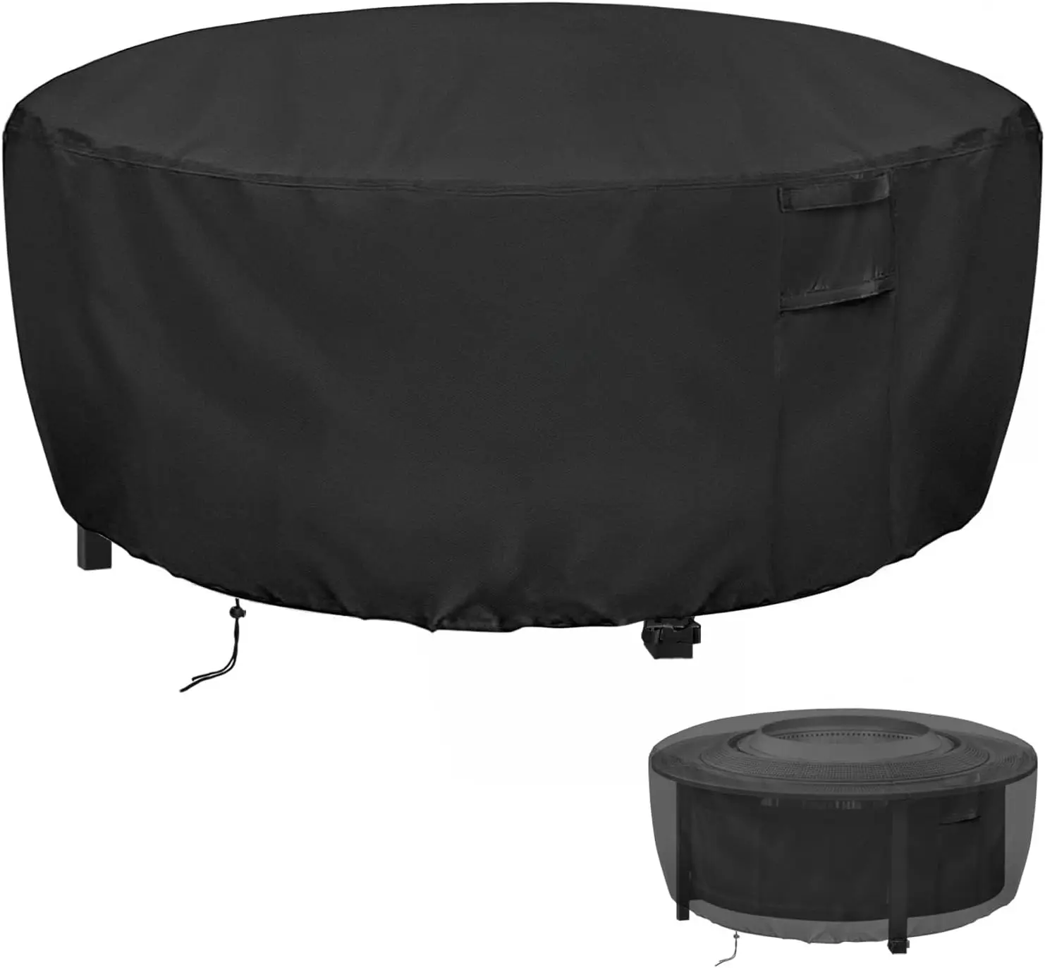 

42 Inch Fire Pit Cover, 600D Firepit Covers Round Waterproof Outdoor Patio Firelace Cover - 42''D x 12''H