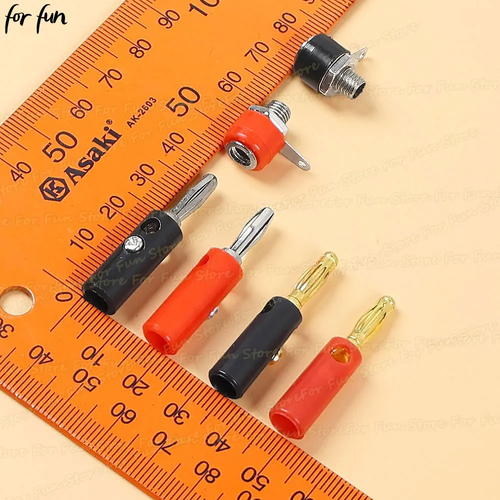 For-Fun 10PCS/10Pairs 4MM Banana Male Plug Female Socket Wire Cable Screw Connector Adapter For Amplifier Audio Speaker Terminal