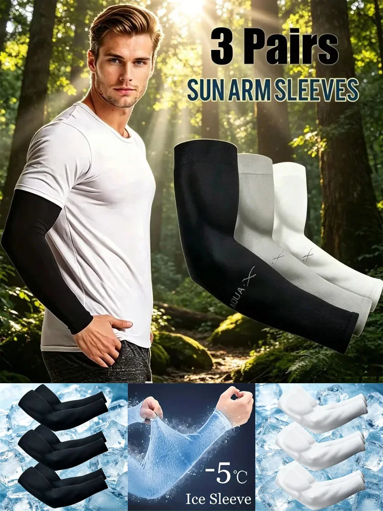 AliExpress NONE 3 Pair Ice Silk Cooling Arm Covers Unisex Summer Sun Protection Sunshade for Cycling Outdoor Sports Golf Running