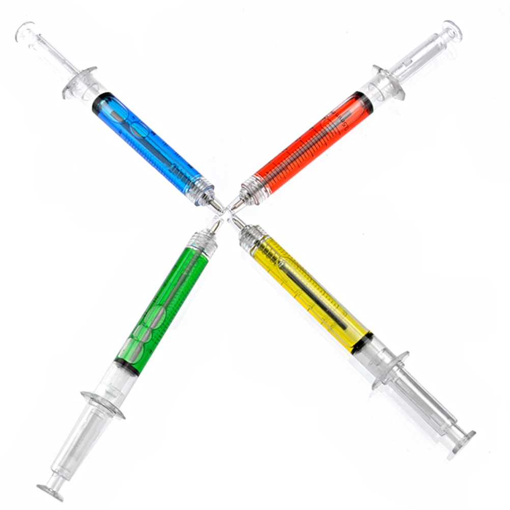 

24 Pcs Syringe Ballpoint Pen Slim Needle Shaped Colorful Set Creative Pocket