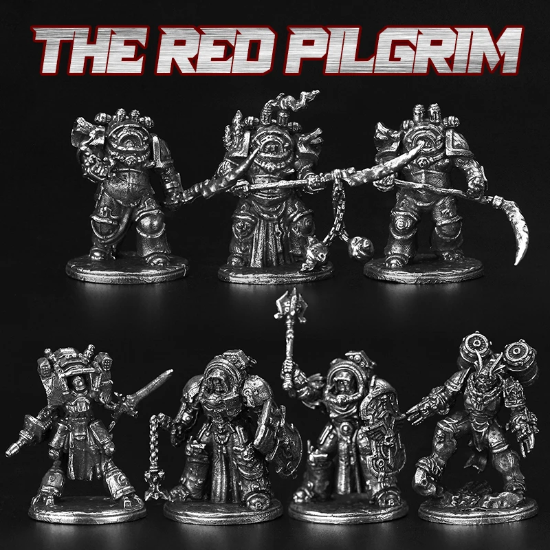 Metallo Steampunk Red Pilgrim Soldier Modello Action Figures Giocattoli Regali Ragazzi Gioco da tavolo Pezzi Ornamento in miniatura Accessori Modello