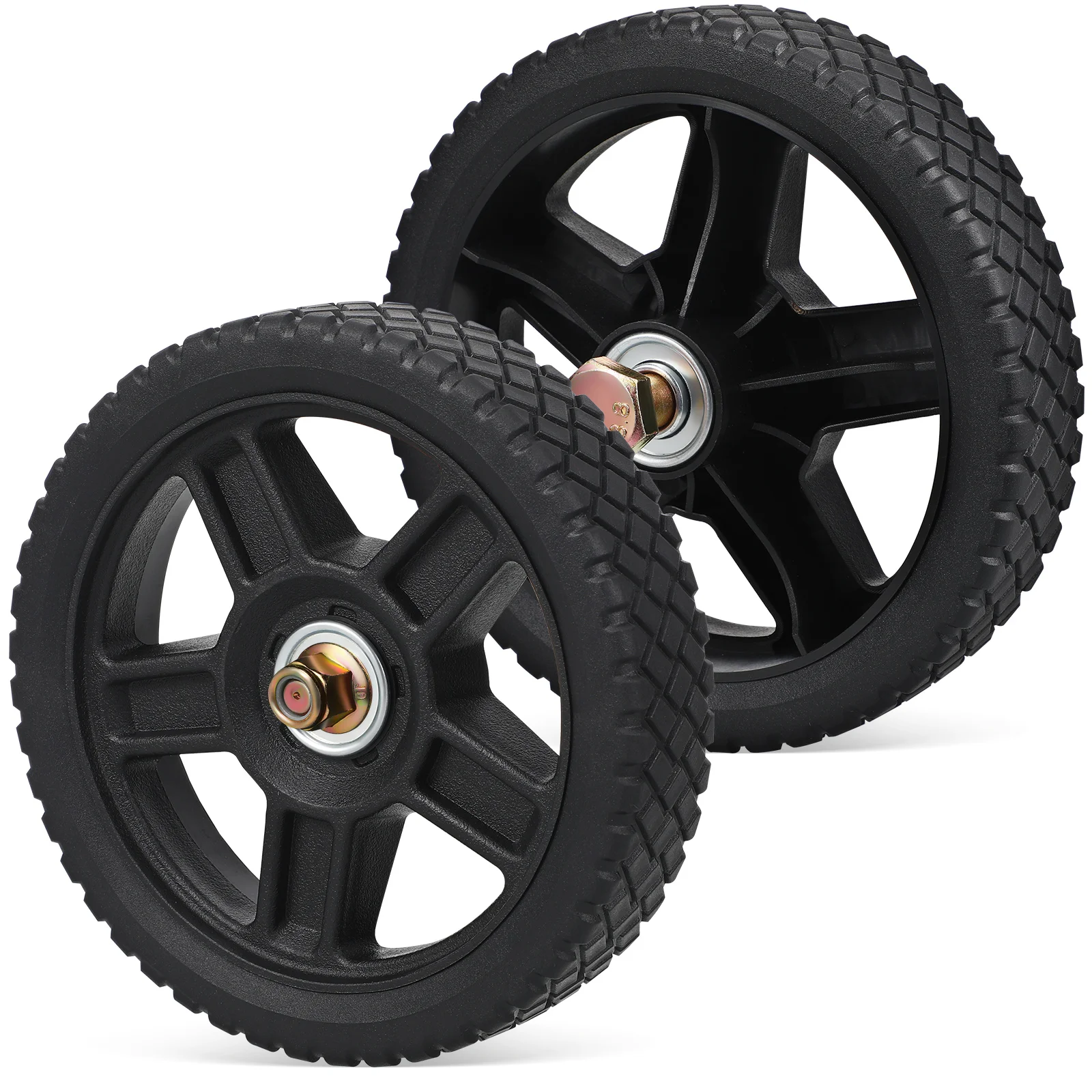 2 Stück Rasenmäher-Räder, Räder, 17,8 cm, Universal-Schubmäher, Kunststoff-Mäherteil, robustes PVC-Material, verschiedene Terrassen