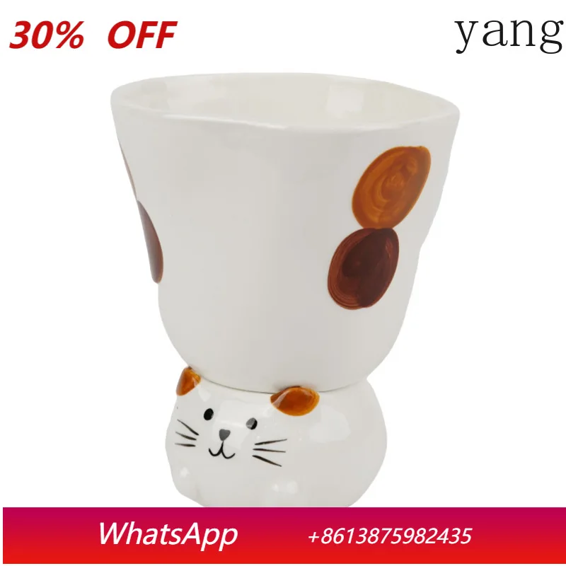 

CX Creative Three-flower Cat Ceramic Mug Home Office Coffee Mug