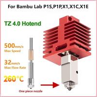 Upgrade TZ 4.0 Hotend Kit for Bambu Lab P1S,P1P,X1,X1C,X1E One-piece Hardened Steel Red Nozzle Ceramic heating 3D Printer Parts