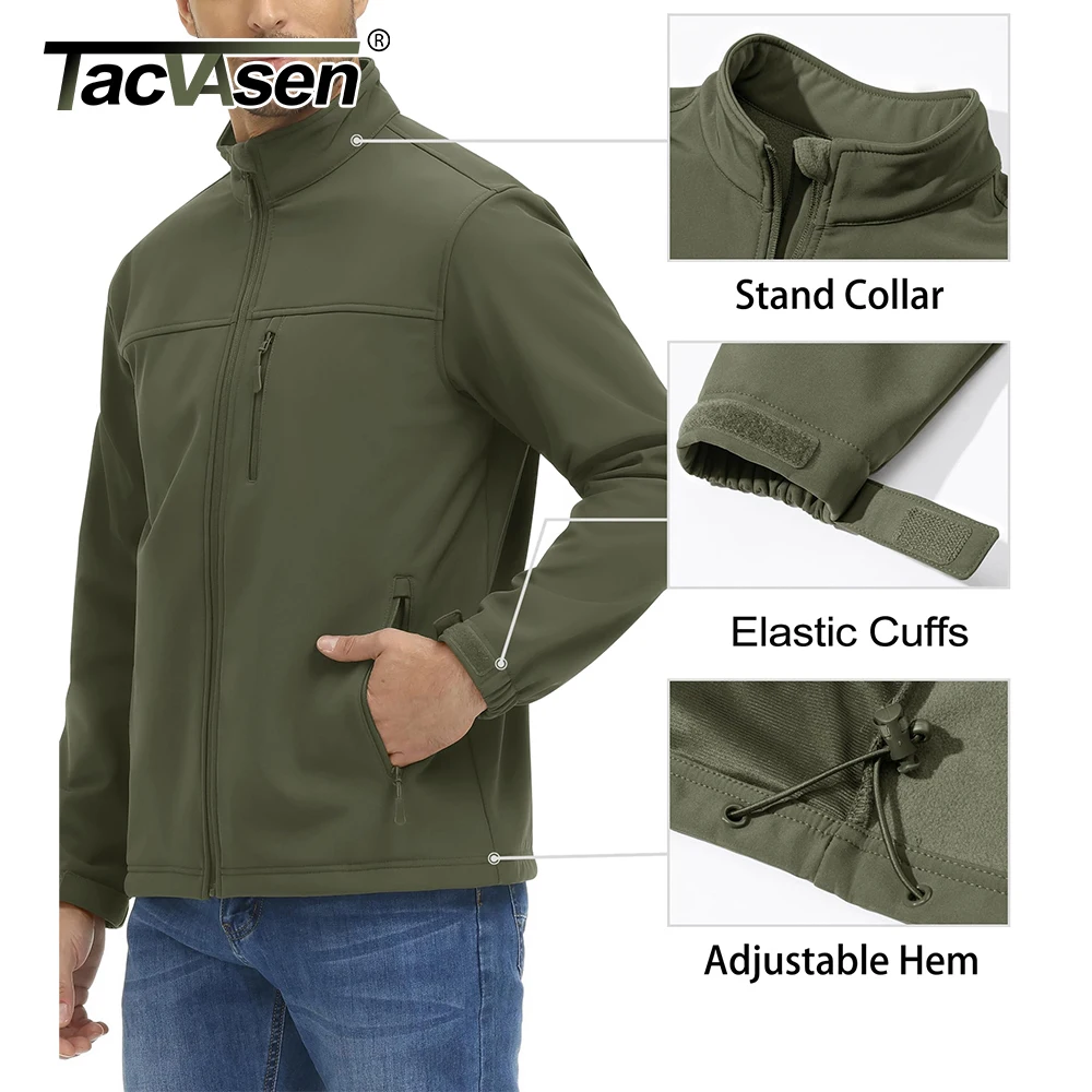 TACVASEN Men's Waterproof Outdoor Hiking Jacket Full Zip Windproof Fleece Lining Warm Fall Winter Work Casual Jackets