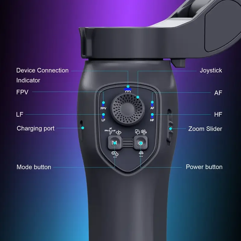 Comitok 3-Axis Gimbal Stabilizer for Smartphone iPhone Android with AI Face Tracking RGB Magnetic Light for TikTok Vlog Portable