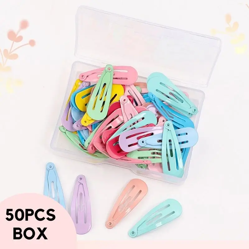 50 unids/caja pinzas para el cabello a presión para niñas Color caramelo horquillas para niños pinzas para el cabello de Metal para niñas pasadores para el cabello horquilla